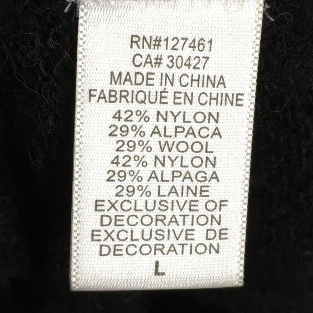 WILDFOX Alpaca Black Sheer Sweater Pearl Ruffle See Through COUTURE like new L - Picture 7 of 9